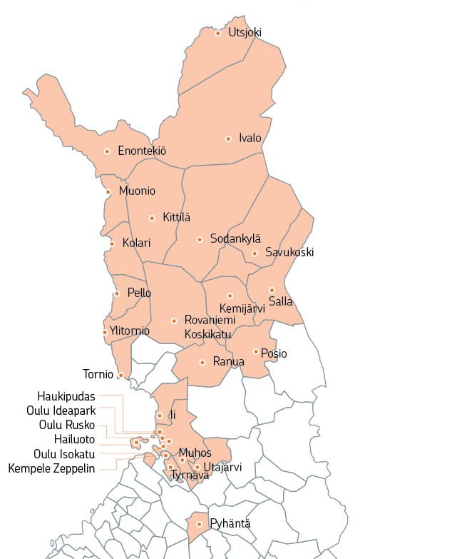 Pohjolan OP:n toimialue ja konttorit